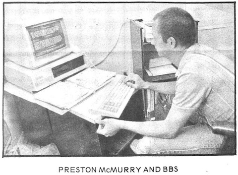 Me operating my BBS on an 8088 computer, 10 meg Hard drive and 300 baud modem.