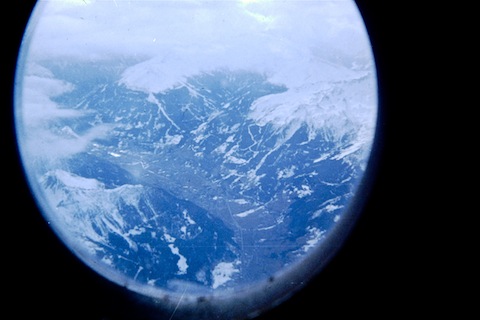 Looking out the window of our C-17 Globemaster at what I believe is Croatia.