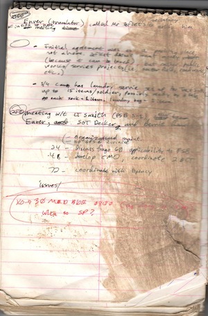 WRTOYA log book. Bosnia's mud made it impossible to keep anything clean.