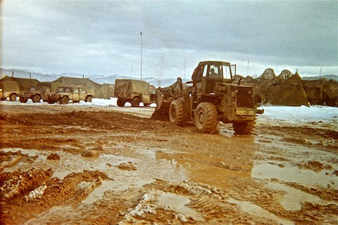 Mud at 47th FSB base on top of Visca mine slag heap.
