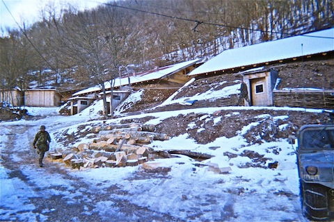 Hospital built into hillside north of Olovo to avoid Serb shelling in town.