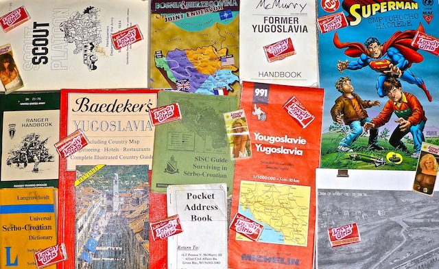 Collage of Bosnia resources, including Lovely Girls bubblegum.