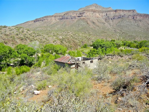 The ruins of Vale School, also with Brandenburg Mountain in the background.