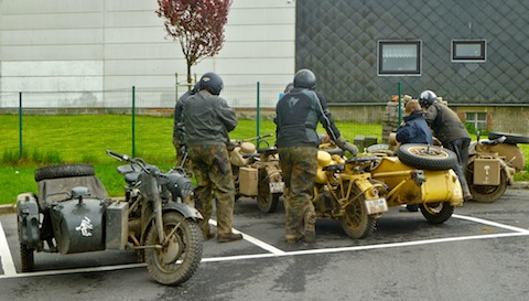 These bikers were riding WWII-era German military motorcycles. I suspect the Afrika Korps did not fight in 0°C weather.