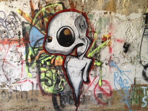 Casper the Gang Banger Ghost. (Hiking graffiti in Copper Creek tunnel under AZ-89.)
