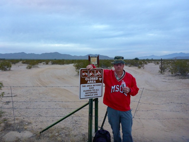 BLM 8003 trailhead. It was a bit chilly. 2025-12-31: "Closed Area" sign is no longer there. Gate still is.