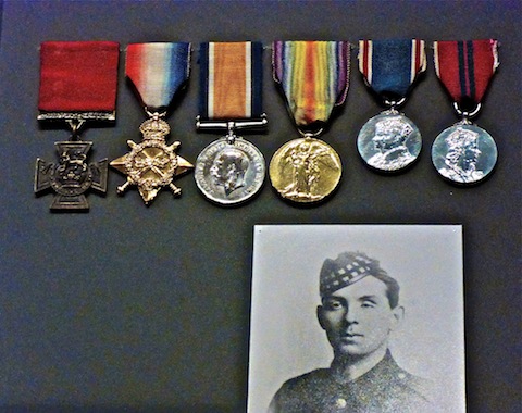 William Angus, and his medals, including the VC (left).