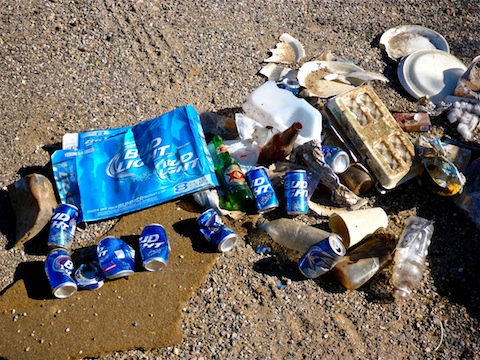 A fraction of the trash I collected. It was mostly beer cans, and most of those were Bud Light -- just like when I am hiking.