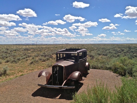 '32 Studebaker at the intersection of Route 66 and I-40, just south of the Painted Desert Inn.