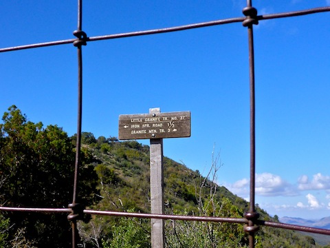 I like the way the gate wires frame the trail sign.