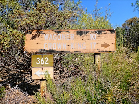 Sign near the Upper Oak Creek corral trailhead. The 17 miles to Crown King are rugged.