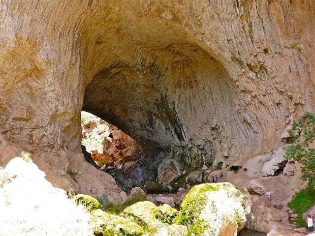 Tonto Natural Bridge. Notice how small the people are.