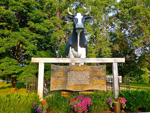 Cow statue at the old Sargento Cheese factory in Plymouth.