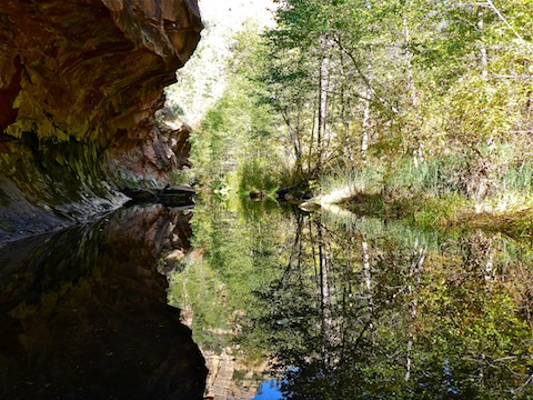 I was getting wet anyway, so I got down in Oak Creek to take this nearly symmetrical shot.