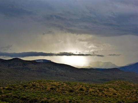 Sun trying to peak through clouds over the Salt River Canyon,