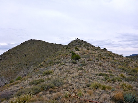The knob marked on the topo as Hill 4545. Further out is the false summit.