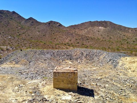 Filled in / collapsed shaft on the ridge's west side. Looking up at Webb Mountain.