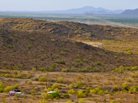 Looking from Main Ridge North, across Graffiti Ranch, and an unnamed ridge, towards the new development (barely visible), and Main Ridge South.