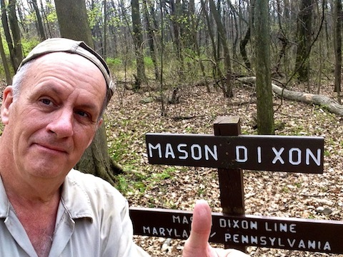 Crossing the Mason-Dixon Line (also known as the border between Maryland and Pennsylvania).