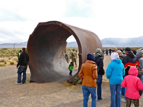 The remains of "Jumbo", a once 214 ton steel containment structure.