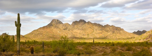 Piestewa Peak bathed in brief early morning sun.