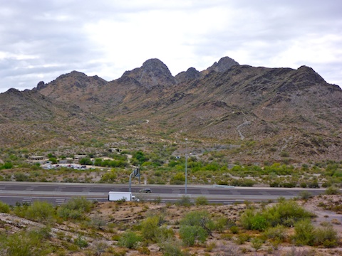 Looking southeast, across AZ-51 and Dreamy Draw, towards Piestewa Peak.