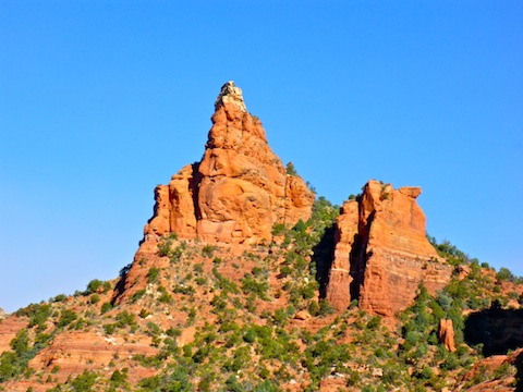 Morning Glory Spire is just west of The Mitten, overlooking Devils Kitchen Sinkhole.