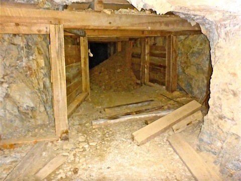 Extensive timbering inside the Finch Wash Mine.