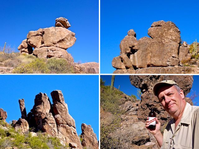 A few of the many cool rock formations on Miners Needle Loop. Plus a beer. Because.