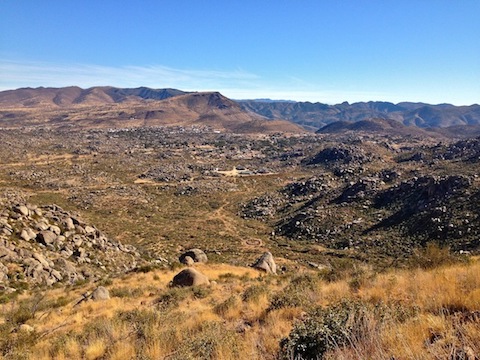 The view from the Yarnell Hill overlook, above the deployment site, across Yarnell to Antelope Peak.