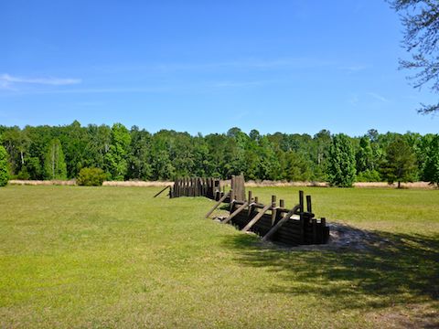 Recreated earthworks at Camp Milton.