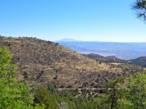 Looking across AZ-89, and the Verde Valley, towards the San Francisco Peaks.