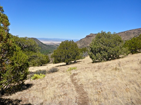 Looking down Rick Tank Cutoff Trail #103 towards Prescott Valley.