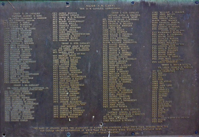 Battle of Big Dry Wash memorial, up close, with every trooper listed.