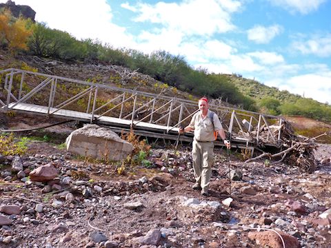 The remains of Pipeline Canyon Bridge demonstrate the power of flash floods.