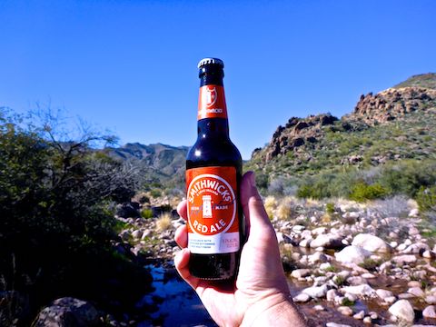 Enjoying a hiking beer at West Boulder Creek.