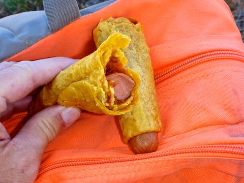A foot long, taco-wrapped, chili dog seemed like a good idea at the time. I've had better hiking food.