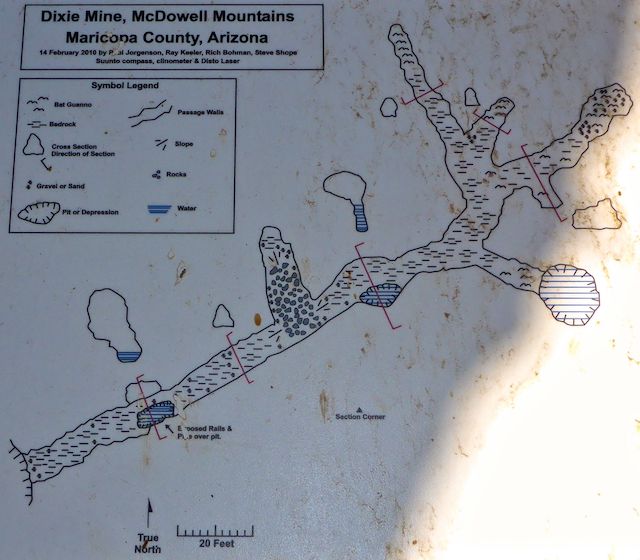 The only time I've seen a mine diagram is outside the gated adit below the Dixie Mine tailings.