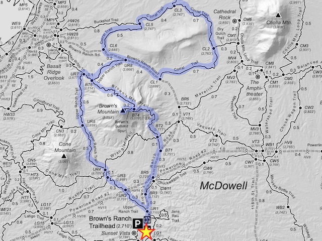 The route I hiked. Check out the park map and attached GPS file below!