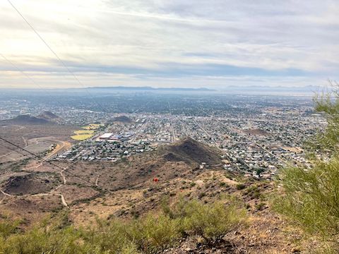 From the summit of Shaw Butte, looking south, across Sunnyslope, towards downtown Phoenix and South Mountain.