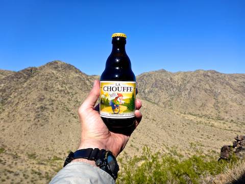 Today's hiking beer, La Chouffe, is as you might guess, Wallonian (French-speaking Belgian) for "The Gnome".