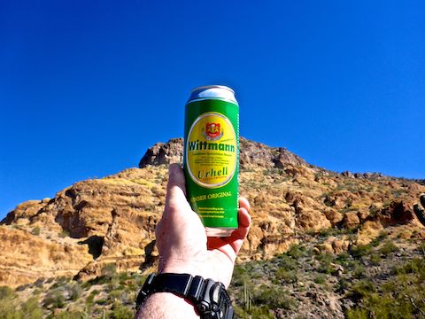 My hiking beer almost blends in with Bulldog Canyon …