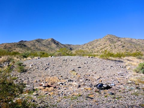Firing range. There was lots of old, tarnished, brass along this jeep trail -- mostly 7.62 and 5.56, and later some 9mm.