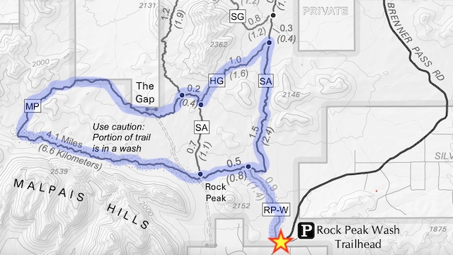 I hiked the Malpais Loop counter-clockwise. Download the GPS route at the link below.