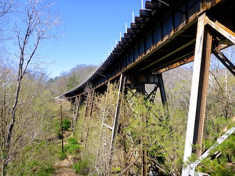 McCoy's Ferry railroad trestle. No idea if the line is still active ...