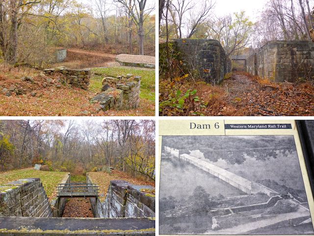 Clockwise from upper left: Lock 54 & Lockhouse 54; Lock 55; Dam 6; Guard Lock 6 (also visible lower left of Dam 6 photo).