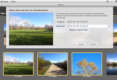 Changing multiple photo dates in iPhoto.