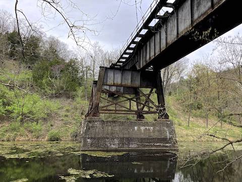 Roby Hollow Railroad Bridge. Back up the hollow is the Roby Cemetery, which you drive by on Carroll Road, between Little Orleans and Bonds Landing.