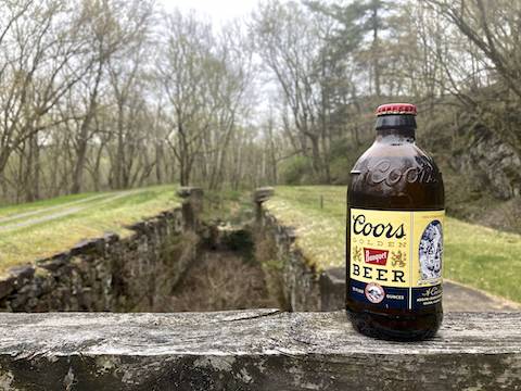 Celebrating National Beer Day with a hiking beer at C&O Canal Lock 62.