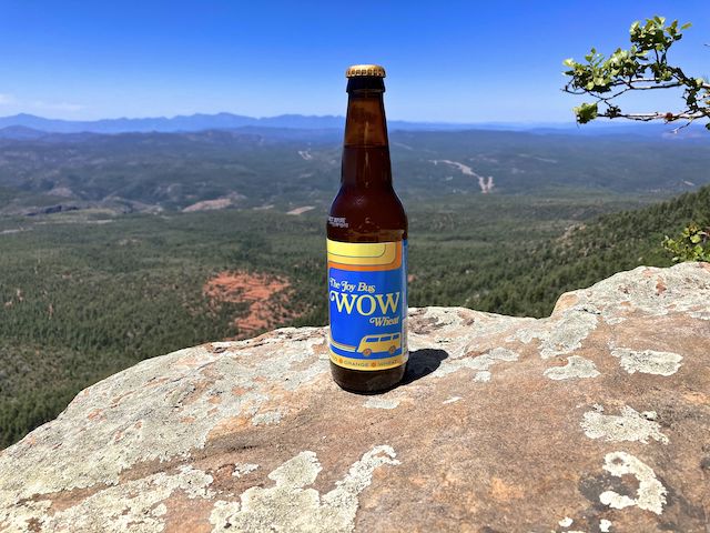 Looking southwest along the Mogollon Rim and AZ-260. I didn't really earn this hiking beer ...